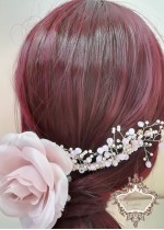 Модерно гребенче украса за сватбена прическа Satin pink rose by Rosie